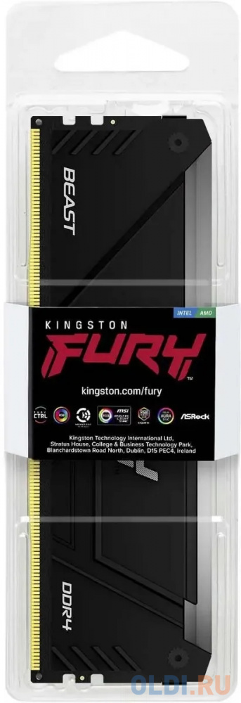 8GB DDR4 3733MHz DIMM FURY Beast Black RGB XMP KF437C19BB2A/8 CL19, 1.35V 288-pin Non-ECC