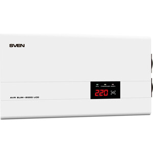 Стабилизатор Sven Stabilizer AVR SLIM-2000 LCD, Relay, 1200W, 2000VA, 140-260v, the function ''pause'', 2 outlets (SV-013950)
