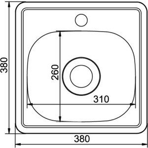 Кухонная мойка Mixline Врезная 38х38 с сифоном, нержавеющая сталь 0,6мм (4630030632504)
