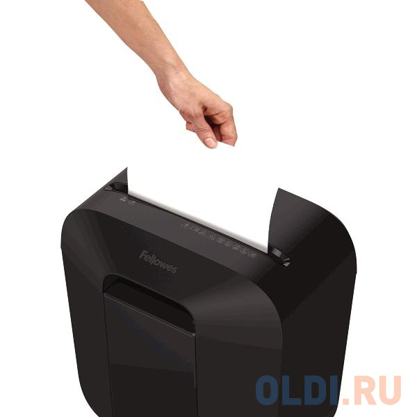 Шредер Fellowes PowerShred LX25 черный (секр.P-4)/перекрестный/6лист./11.5лтр./скрепки/скобы/пл.карты в Москвe