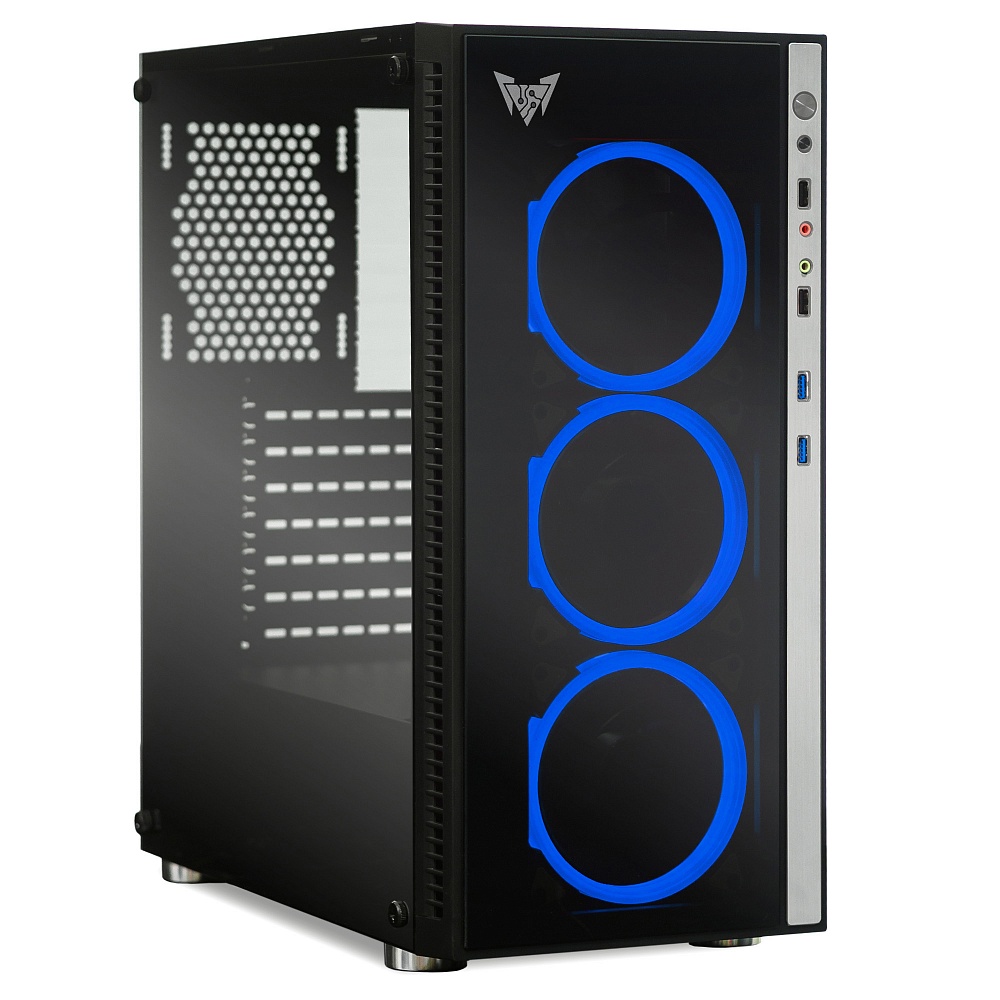 Корпус CROWN CMC-GS10RGB, ATX, Midi-Tower, 2xUSB 3.0, черный, без БП в Москвe