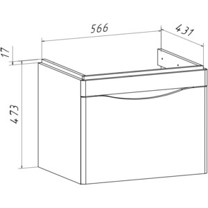 Тумба с раковиной Runo Афина 60х46 подвесная, цемент (00-00001205, S-UM-MOD60/1)