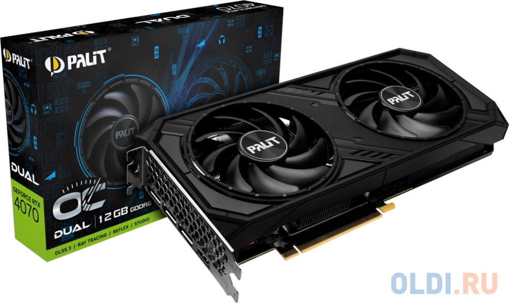 Видеокарта Palit RTX4070 Dual OC 12GB GDDR6 192bit 3xDP HDMI 2FAN RTL в Москвe