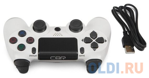 CBR CBG 960 White, Игровой манипулятор для PS4 беспроводной (Bluetooth), PC/PS3 проводной (USB), 2 вибро-мотора, 2 аналоговых стика, D-pad, 14 кнопок, в Москвe