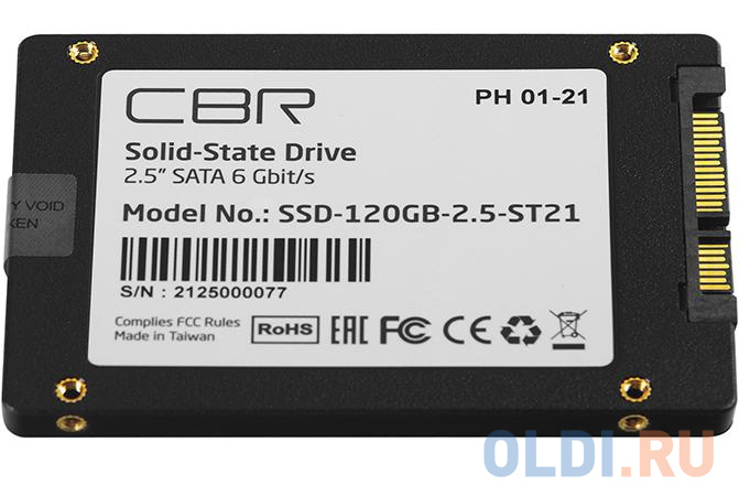 CBR Внутренний SSD-накопитель SSD-120GB-2.5-ST21, серия "Standard", 120 GB, 2.5", SATA III 6 Gbit/s, Phison PS3111-S11, 3D TLC NAND, R/