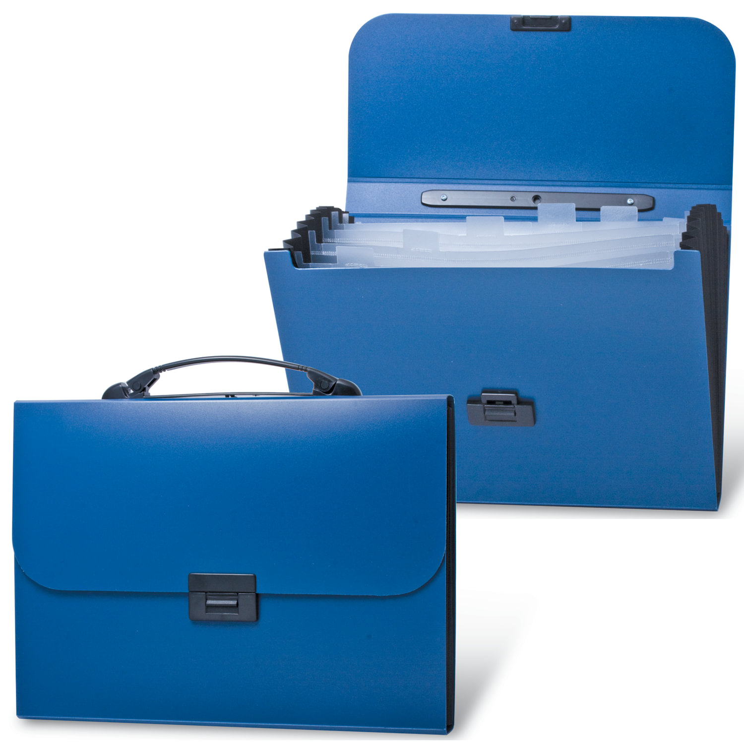 Портфель пластиковый BRAUBERG Energy, А4 (330х256х32 мм), 6 отделений, индексные ярлыки, синий, 222572