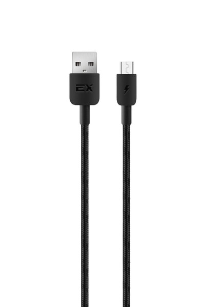 Кабель Micro USB 2.0(Bm)-USB 2.0(Am), 2.4A, 1м, черный Exployd Flow (EX-K-1253)