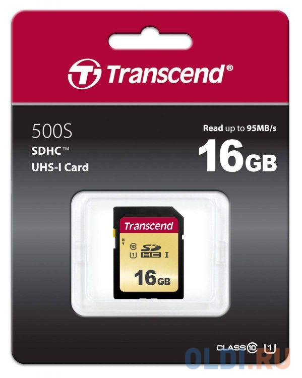 Карта памяти SDHC 16GB Transcend Class10 UHS-I U1SDC500S (MLC) (TS16GSDC500S) в Москвe