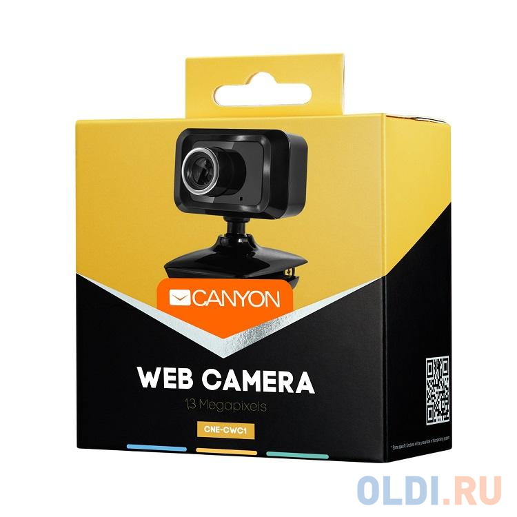 Веб-камера CANYON CNE-CWC1 Enhanced 1.3 Megapixels resolution webcam with USB2.0 connector черный