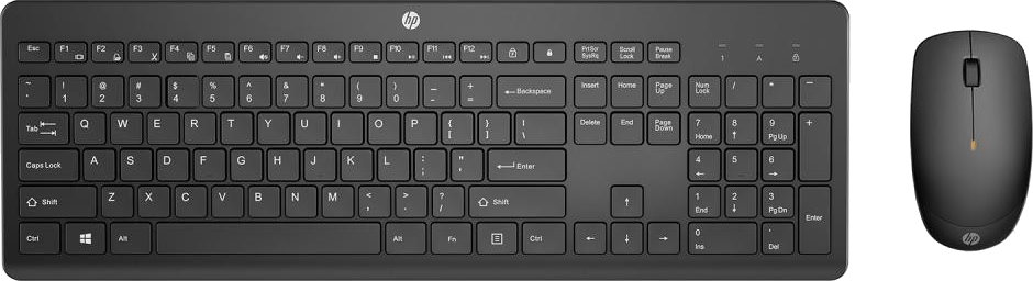 Клавиатура + мышь HP HP 230 Wireless Combo, беспроводной, USB, черный (18H24AA)