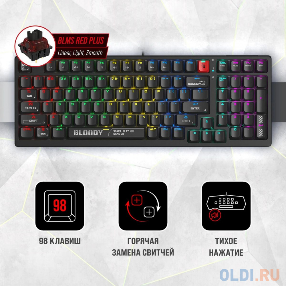 Клавиатура A4Tech Bloody S98 механическая черный USB for gamer LED (S98 BLACK) в Москвe