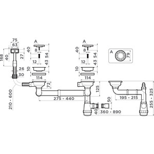 Сифон для кухонной мойки Omoikiri WK-1.5-S IN нержавеющая сталь (4998039)