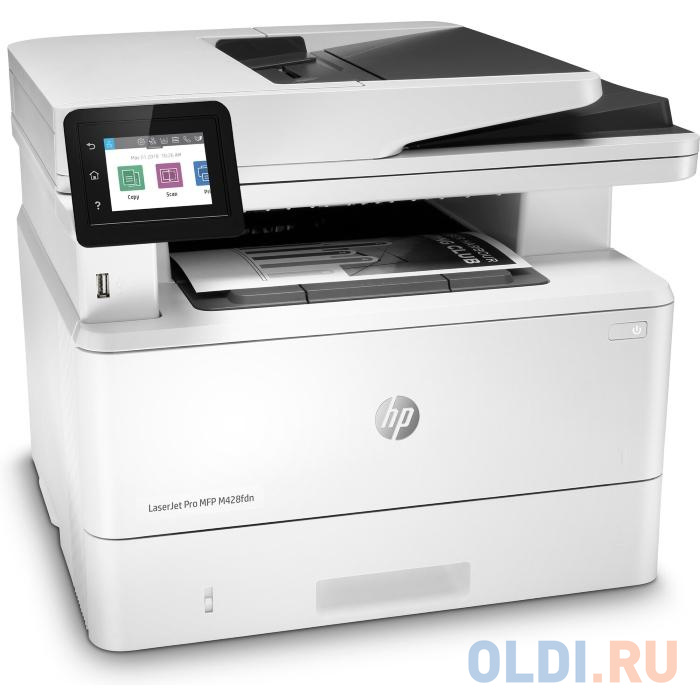 МФУ HP LaserJet Pro M428fdn RU <W1A32A> принтер/сканер/копир/факс, A4, ADF, дуплекс, 38 стр/мин, 512Мб, USB, LAN (замена F6W17A M426fdn)