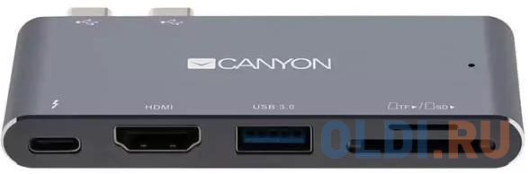 Концентратор Thunderbolt 3 Canyon CNS-TDS05DG 1 х USB 3.0 HDMI SD/SDHC microSD microSDXC SDXC Thunderbolt3 серый
