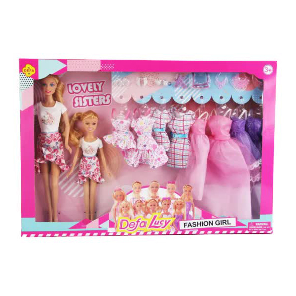 Набор кукол "Мама и дочь" в коробке 2 куклы,8 платьев,аксессуары 8447