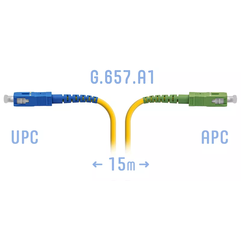 Патч-корд оптический SNR, SC/UPC-SC/APC, одномодовый, 9/125, G.657.A1, одинарный, 15м, желтый (SNR-PC-SC/APC-A-15m)