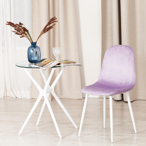 Стул TetChair Breeze (mod 4724) вельвет/металл 44x53x87 см Light lavander (светло-лавандовый) HLR26 / белый