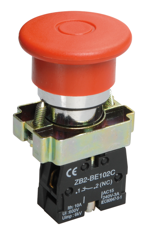 Кнопка грибовидная 22 мм 1NC, красный, IEK LAY5-BT42 (BBG80-BT-K04)