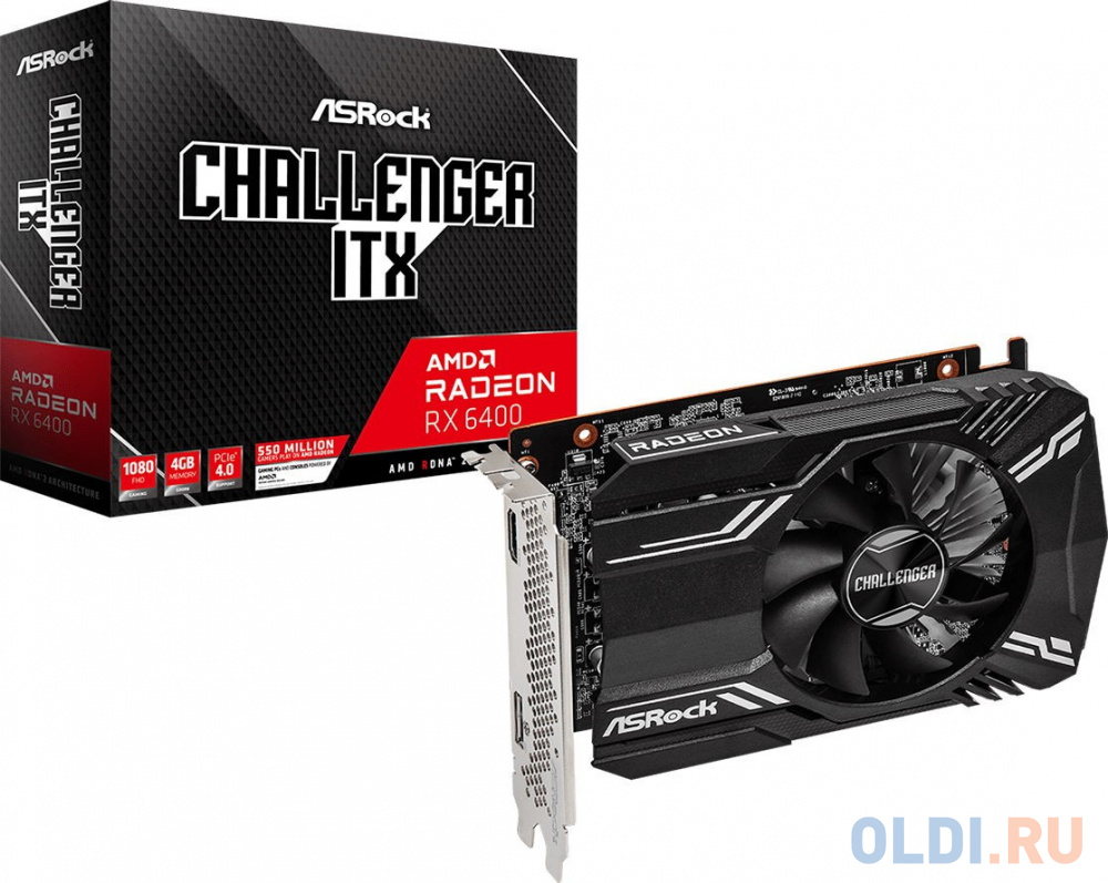 ASROCK Radeon RX 6400 Challenger ITX 4G, 1*DP, 1*HDMI, FAN 1; 90-GA3CZZ-00UANF