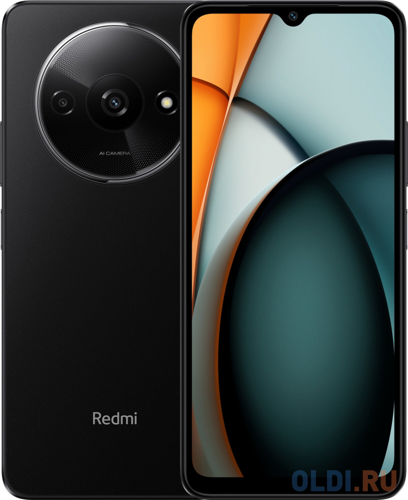 Redmi A3 Midnight Black (23129RN51X), 17,20 см (6.78&quot;) 20:9 1600 x 720, 4x2.2ГГц + 4x1.8ГГц, 8 Core, 4GB RAM, 128GB, 8 МП + QVGA/5Mpix, 2 Sim, 2G