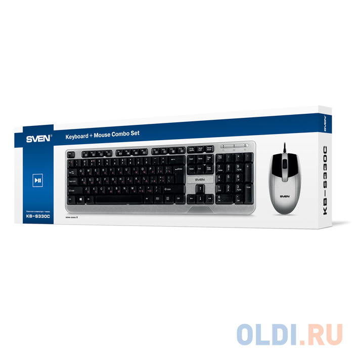 Набор клавиатура + мышь SVEN KB-S330C черный (104+12Fn)+3кл, 1200DPI)