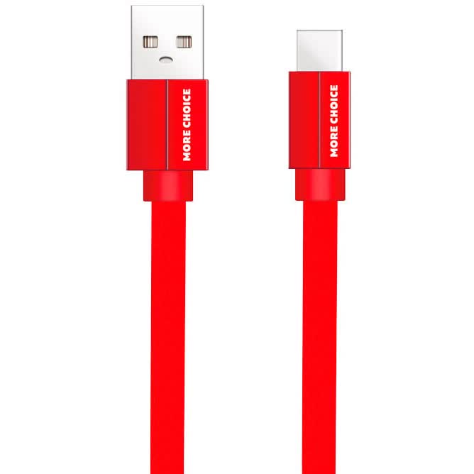 Дата-кабель More choice USB 2.1A для Type-C плоский K20a нейлон 1м (Red)