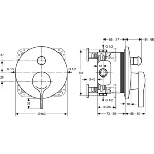 Смеситель для ванны Ideal Standard Melange с механизмом, хром глянцевый (A4720AA, A1000NU)