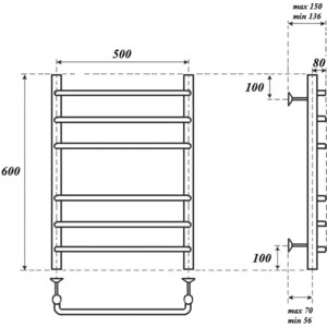 Полотенцесушитель водяной Point П6 500х600 хром (PN09156)