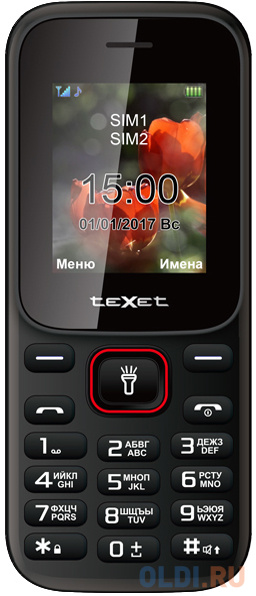 Мобильный телефон Texet TM-128 черный красный 1.77&quot;