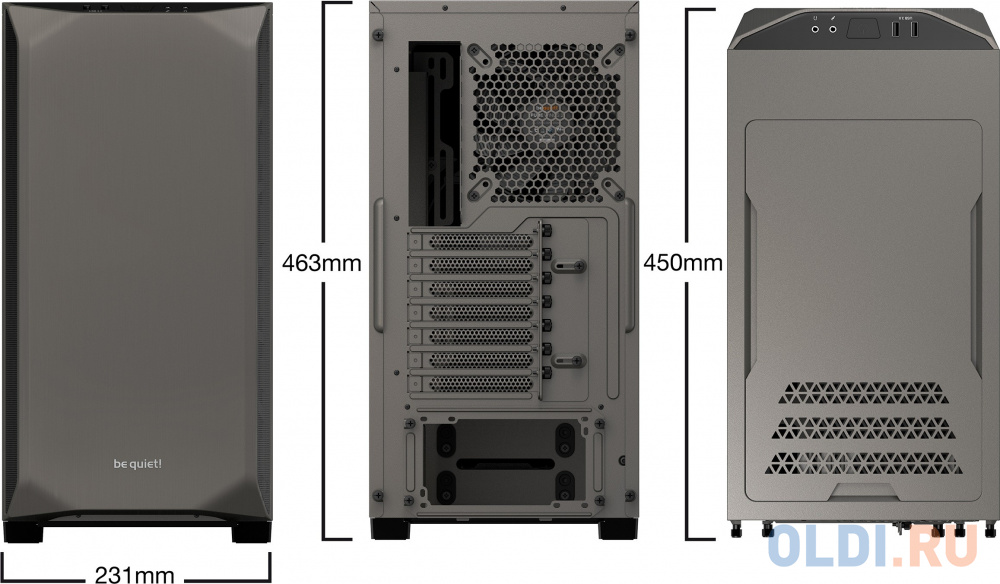 Корпус ATX Be quiet Base 500 Без БП серый