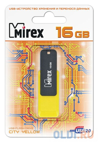 Флеш накопитель 16GB Mirex City, USB 2.0, Желтый