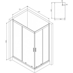 Душевой уголок Am.Pm Gem 120x90 прозрачный, черный (W90G-404-120290-BT) в Москвe