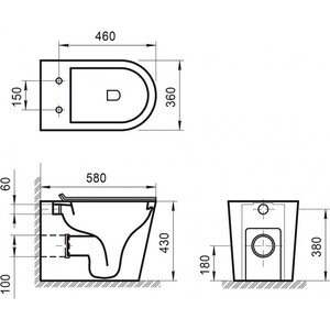 Унитаз приставной безободковый BelBagno Flay-R сиденье микролифт (BB1003CBR, BB105SC) в Москвe