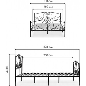 Кровать Woodville Нерика 180х200 черная (482089)