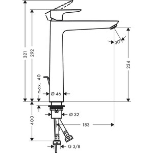 Смеситель для раковины Hansgrohe Talis E высокий, с донным клапаном, белый матовый (71716700)