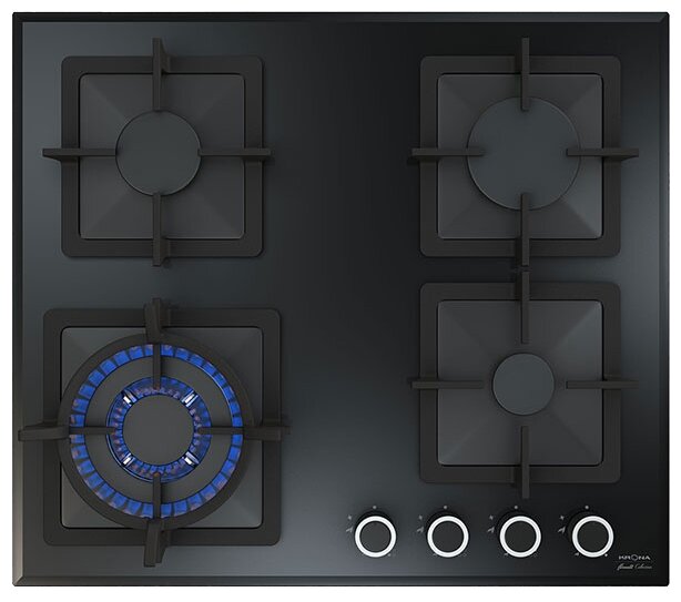 Газовая варочная панель Krona CALORE, 4 конфорки, панели конфорок – черный (00026315)