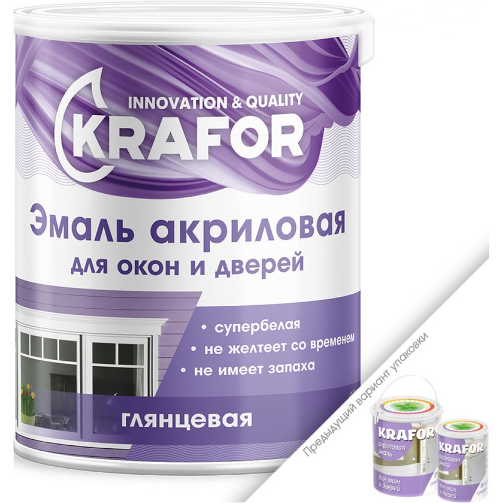 Акриловая эмаль для окон и дверей KRAFOR