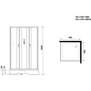 Душевая кабина Niagara NG-1108-14BK 90х90х215