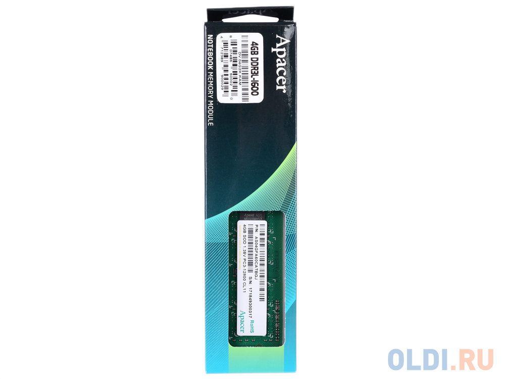 Оперативная память для ноутбука Apacer AS04GFA60CATBGJ SO-DIMM 4Gb DDR3 1600 MHz AS04GFA60CATBGJ