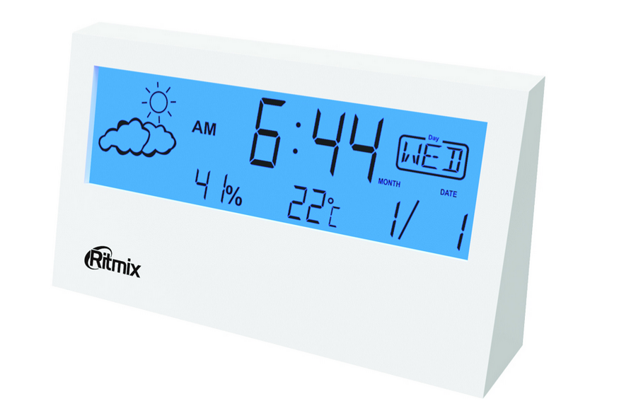 Метеостанция, температура в помещении / влажность в помещении, белый, Ritmix CAT-044