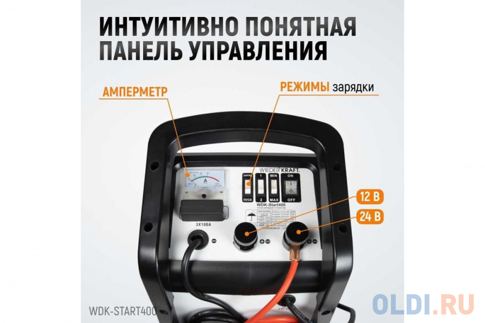 Пуско-зарядное устройство WIEDERKRAFT WDK-Start400  запуск авто и зарядки акк. 12/24в, 220в,Вес 17кг в Москвe