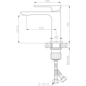 Смеситель для раковины Orange Lutz (M04-021cr)