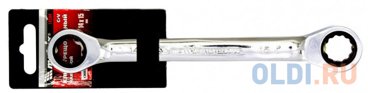 Ключ накидной трещоточный, 14х15мм, CrV, зеркальный хром// Matrix