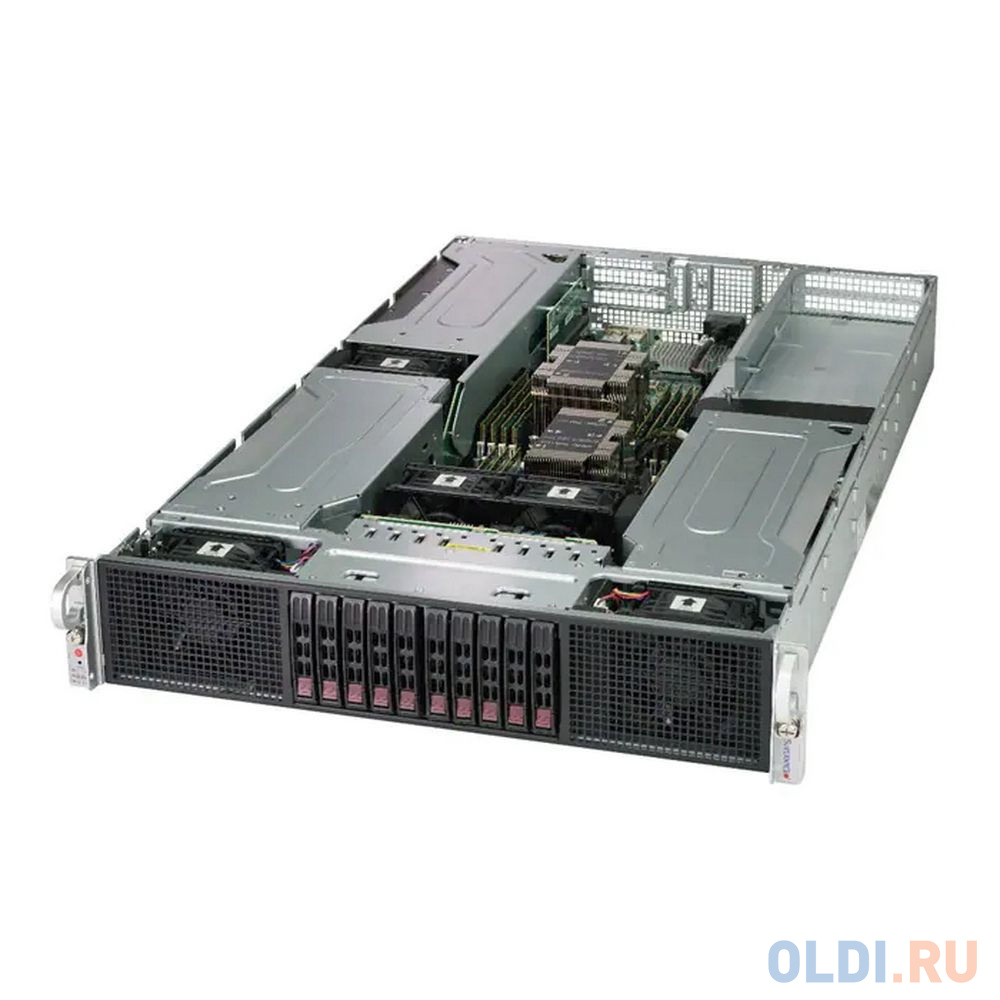 Barebone 2U 2x3647 10x2.5 HS SATA3 (2xNVMe), 16xDDR4, 6x16 PCI-E DW, 1x8 (LP), SIOM, GPU, 2x2000W