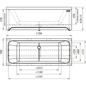 Акриловая ванна Radomir Патрисия 170х70 с каркасом (1-01-0-0-1-331)