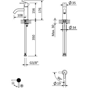 Смеситель для раковины Cezares Leaf хром (LEAF-LSM2-L-01-W0)