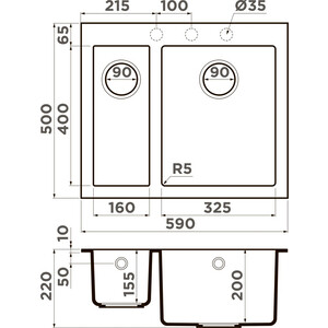 Кухонная мойка Omoikiri Bosen 59-2A-GB графит (4993821) в Москвe