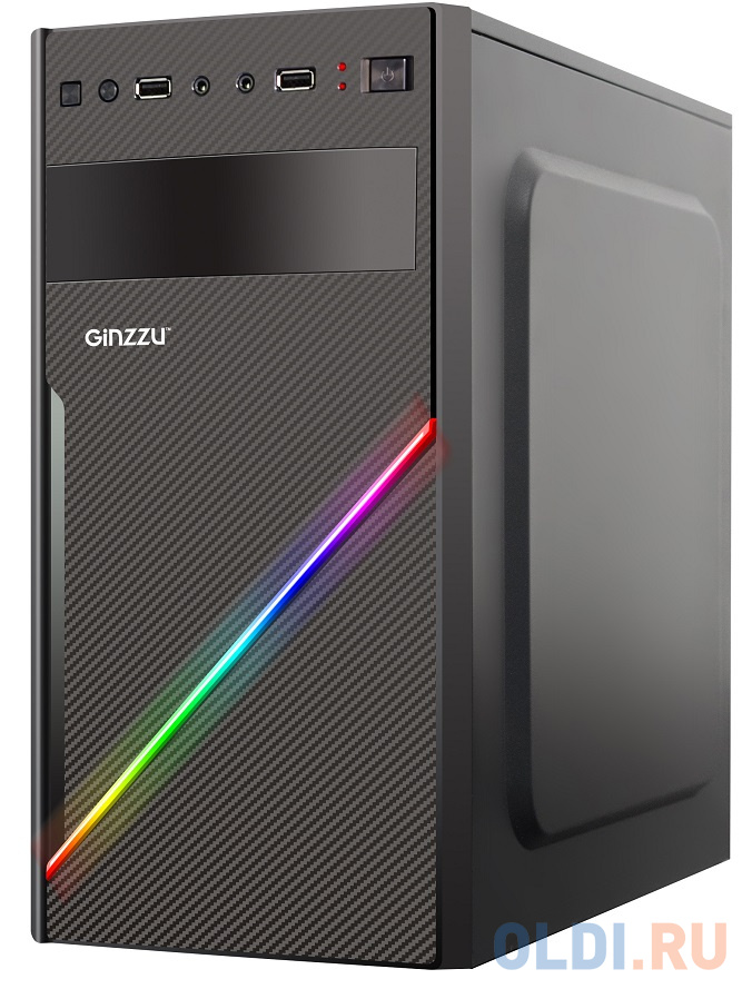 Корпус microATX GINZZU D400 RGB Без БП чёрный