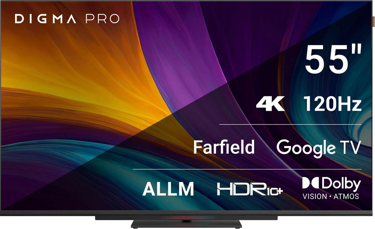 Телевизор 55" Digma Pro 55C, 3840x2160, DVB-T /T2 /C, HDMIx3, USBx2, WiFi, Smart TV, черный (55C)