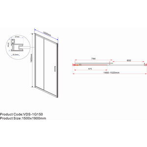 Душевая дверь Vincea Garda 150х190 прозрачная, вороненая сталь (VDS-1G150CLGM) в Москвe